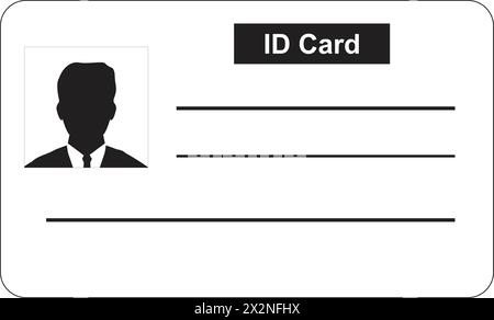 Carte d'identité Noir et blanc, signe d'identité, carte d'identité, utilisateur avec identité Illustration de Vecteur