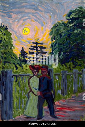 Ernst Ludwig Kirchner, Moonrise : Soldier and Maiden (1905), huile sur carton, 69,9 x : 49,5 cm. Banque D'Images