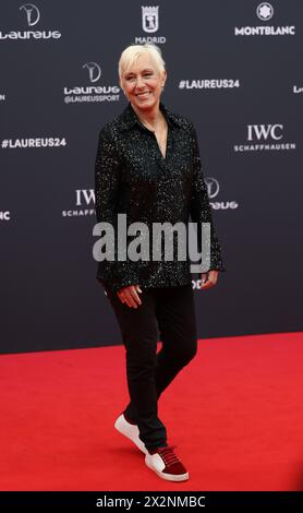 Madrid, Espagne. 22 avril 2024. L'ancienne joueuse de tennis américaine Martina Navratilova assiste au tapis rouge des Laureus World Sports Awards 2024. Date de la photo : lundi 22 avril 2024. Crédit : Isabel Infantes/Empics/Alamy Live News Banque D'Images