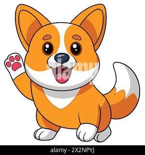 Soleil sur les jambes courtes : Happy Corgi Vector Art, parfait pour les livres pour enfants cartes invitations logos Web Design T-shirts cartes de voeux Papeterie Illustration de Vecteur