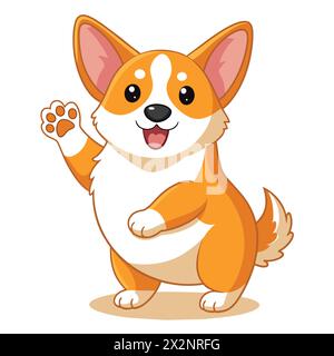 Soleil sur les jambes courtes : Happy Corgi Vector Art, parfait pour les livres pour enfants cartes invitations logos Web Design T-shirts cartes de voeux Papeterie Illustration de Vecteur