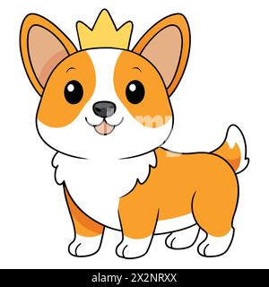 Soleil sur les jambes courtes : Happy Corgi Vector Art, parfait pour les livres pour enfants cartes invitations logos Web Design T-shirts cartes de voeux Papeterie Illustration de Vecteur