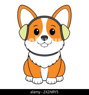 Soleil sur les jambes courtes : Happy Corgi Vector Art, parfait pour les livres pour enfants cartes invitations logos Web Design T-shirts cartes de voeux Papeterie Illustration de Vecteur