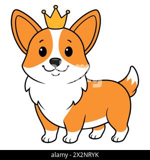 Soleil sur les jambes courtes : Happy Corgi Vector Art, parfait pour les livres pour enfants cartes invitations logos Web Design T-shirts cartes de voeux Papeterie Illustration de Vecteur