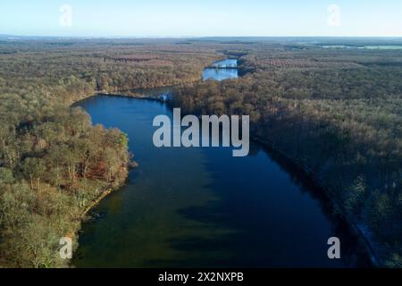 Les étangs de Commelles sont situés sur les communes d'Orry-la-ville et de Coye-la-Forêt dans le sud du département de l'Oise. Créé dans le treizième Banque D'Images