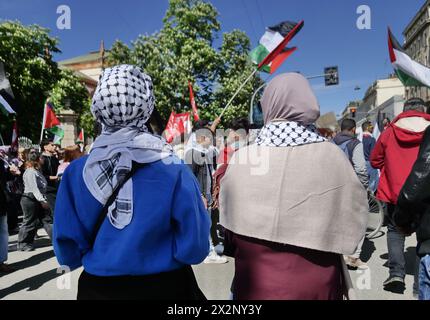 Manifestation à Milan pour la Palestine libre et contre la pollution mondiale dans la rue Venise, Lombardie, Italie Banque D'Images