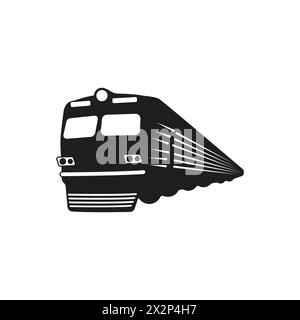 Icône de vecteur de locomotive industrielle. Vecteur de silhouette de train. Transport ferroviaire. Illustration vectorielle. Icône de chemin de fer. Illustration de Vecteur