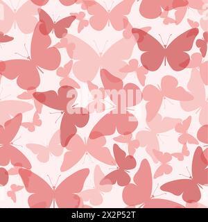 Modèle vectoriel sans couture avec des papillons roses semi-transparents élégants qui se chevauchent. Illustration vectorielle Illustration de Vecteur
