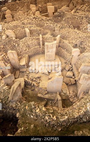 Piliers de pierres néolithiques en forme de T de Gobeklitepe, Sanliurfa, Turquie. Banque D'Images