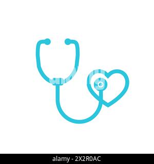 Icône stéthoscope. Isolé sur fond blanc. À partir du jeu d'icônes bleues. Illustration de Vecteur