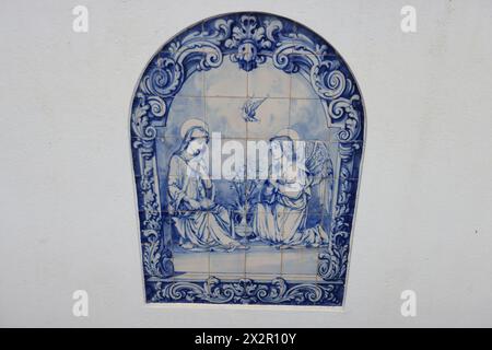 Azulejo dans l'église de Nossa Senhora da Paz à Sao Miguel île, Açores Banque D'Images