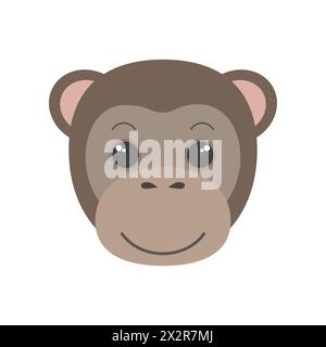 Visage de singe mignon, portrait de mascotte d'animaux comiques de forêt tropicale pour illustration vectorielle d'avatar Illustration de Vecteur