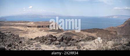 Panorama du cratère, le sel du lac Assal, Djibouti Banque D'Images