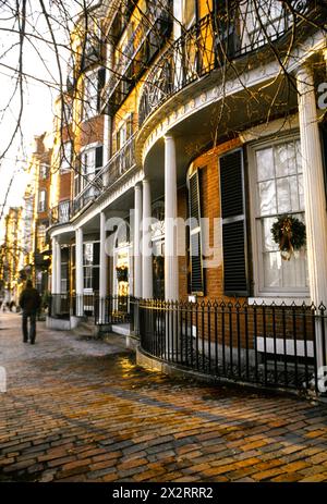 Beacon Street de Boston en hiver - États-Unis Banque D'Images