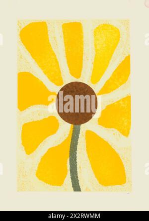 Fleur abstraite sur fond jaune Banque D'Images