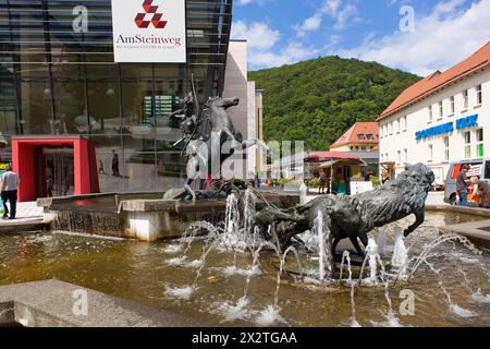 Fontaine Diana sur chemin pierreux, ., Suhl, Thuringe, Allemagne Banque D'Images