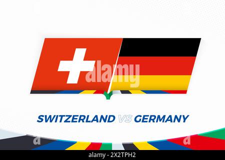 Suisse vs Allemagne en compétition de football, Groupe A. versus icône sur fond de football. Icône de vecteur sportif. Illustration de Vecteur