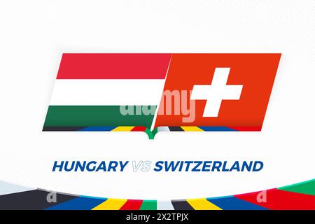 Hongrie vs Suisse en compétition de football, Groupe A. versus icône sur fond de football. Icône de vecteur sportif. Illustration de Vecteur