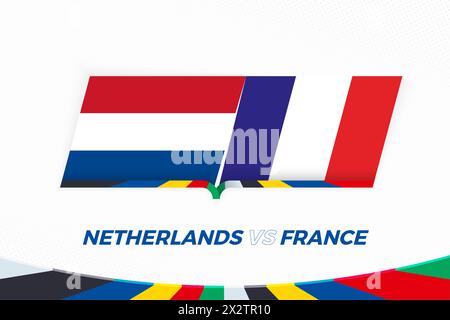 Pays-Bas vs France en compétition de football, Groupe D. versus icône sur fond de football. Icône de vecteur sportif. Illustration de Vecteur