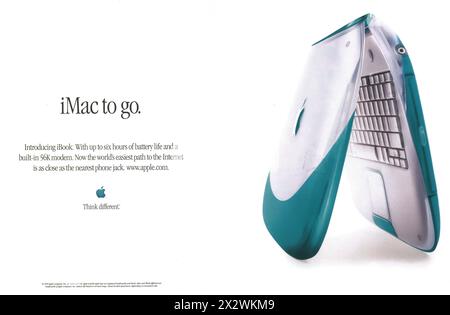 1999 Apple iBook G3 Clamshell Blueberry Laptop ad - iMac To Go Banque D'Images