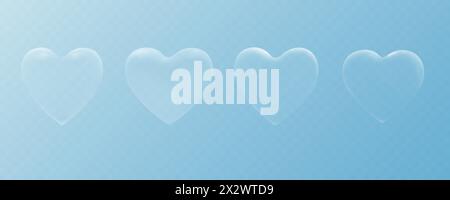 Icônes vectorielles 3D de coeurs mats et brillants en verre. Illustration de Vecteur