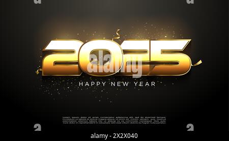 nouvel an 2025 avec des chiffres festifs grands et lumineux, célébration du nouvel an 2025.for flyers, bannières et calendriers 2025. Illustration de Vecteur