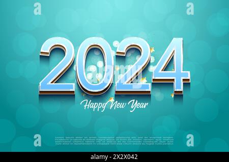 Bonne année 2025. Avec des chiffres simples et de belles couleurs sur un fond de bulle transparent. Conception vectorielle simple et belle 2025. Illustration de Vecteur