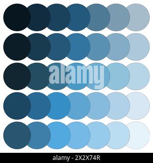 Des cercles de dégradé bleu s'affichent. Nuances de palette de couleurs bleues. Eléments graphiques circulaires. Illustration vectorielle. SPE 10. Illustration de Vecteur