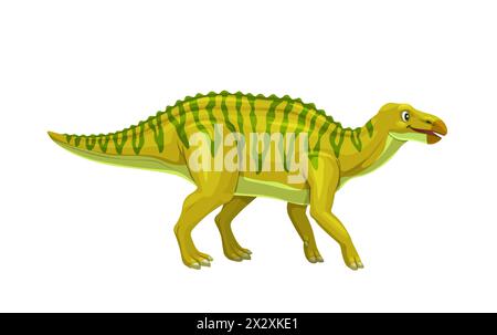Personnage de dinosaure Shantungosaurus de dessin animé. Dino herbivore vecteur isolé de la période du crétacé tardif, caractérisé par sa taille massive, son long cou et sa bouche en forme de bec de canard Illustration de Vecteur