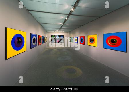 MOSCOU - SEP 19 : exposition de peintures colorées abstraites lors de l'ouverture Art Moscow dans la Maison centrale des artistes le 19 septembre 2012 à Moscou, Banque D'Images