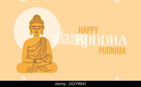 Joyeux jour du Vesak, Bouddha Purnima souhaite salutations illustration vectorielle. Affiches, bannières, vœux et design imprimé. Illustration de Vecteur
