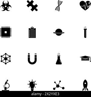 Icône Science - agrandir à n'importe quelle taille - changer à n'importe quelle couleur. Parfait vecteur plat contient des icônes telles que l'expérience, l'atome, le microscope, l'éducation, l'adn, pla Illustration de Vecteur