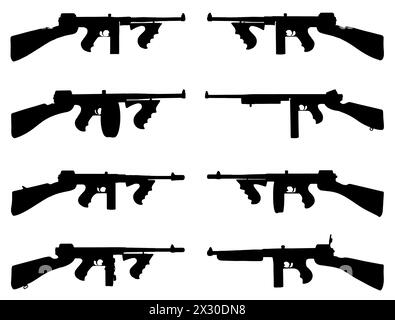 Thompson M1921 Guns silhouette vecteur art Illustration de Vecteur