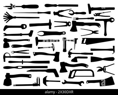 Vintage Tools silhouette vecteur art Illustration de Vecteur