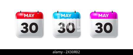Date calendrier icônes 3D définies. Date de planification de l'événement mensuel. Calendrier de rendez-vous de réunion, bannière de planning. Vecteur Illustration de Vecteur