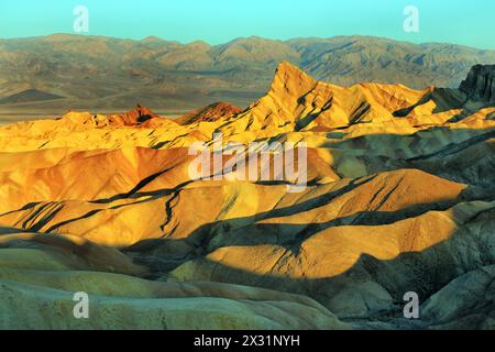 Géographie / voyage, États-Unis, Californie, Vallée de la mort, Zabriskie point, SUNRISE, AUTORISATION-DROITS-SUPPLÉMENTAIRE-INFO-NON-DISPONIBLE Banque D'Images