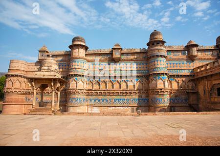 Extérieurs, Man Mandir Palace, Fort Complex, Gwalior, Madhya Pradesh, Inde Banque D'Images