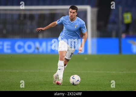 Nicolo Casale du SS Lazio lors du match de demi-finale de la coupe d'Italie entre le SS Lazio et le Juventus FC au stade Olimpico à Rome (Italie), le 23 avril 2024. Banque D'Images