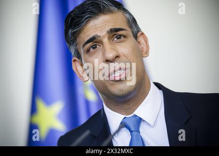 Rishi Sunak, premier ministre des Vereinigten Koenigreichs Groâˆöübritannien und Nordirland. Berlin, 24.04.2024. Berlin Deutschland *** Rishi Sunak, premier ministre du Royaume-Uni de Grande-Bretagne et d'Irlande du Nord Berlin, 24 04 2024 Berlin Allemagne Copyright : xThomasxTrutschelxphotothek.dex Banque D'Images