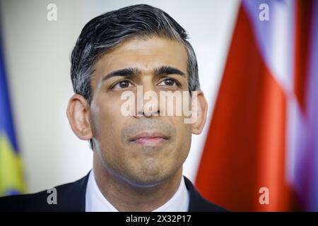 Rishi Sunak, premier ministre des Vereinigten Koenigreichs Groâˆöübritannien und Nordirland. Berlin, 24.04.2024. Berlin Deutschland *** Rishi Sunak, premier ministre du Royaume-Uni de Grande-Bretagne et d'Irlande du Nord Berlin, 24 04 2024 Berlin Allemagne Copyright : xThomasxTrutschelxphotothek.dex Banque D'Images