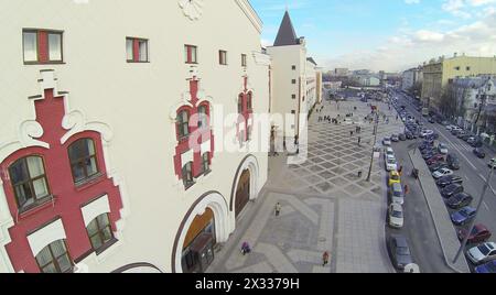 MOSCOU, RUSSIE - nov 09, 2013 : (vue du quadrocoptère sans pilote) gare Kazansky par jour ensoleillé. Le bâtiment de la gare a été construit dans les années 1862-1864. Banque D'Images