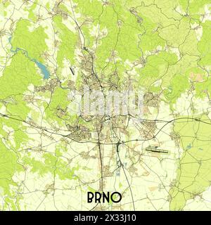 Brno, République tchèque carte poster art Illustration de Vecteur