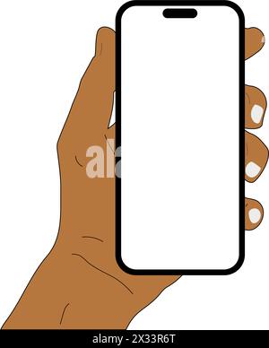 un téléphone dans une main sur un fond transparent en format vectoriel Illustration de Vecteur