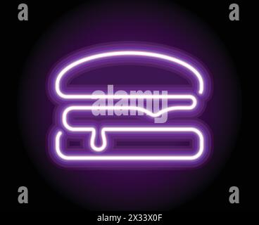 vecteur de signe de symbole de lumière magenta rose fluo simple classique hamburger simple sur fond noir Illustration de Vecteur