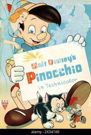 Couverture du magazine japonais pour le dessin animé complet de WALT DISNEY avec PINOCCHIO 1940 Story CARLO COLLODI Walt Disney Productions / RKO Radio Pictures Banque D'Images
