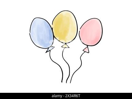 Elément de gribouillage d'aquarelle. Ballons colorés, illustration vectorielle. Illustration de Vecteur