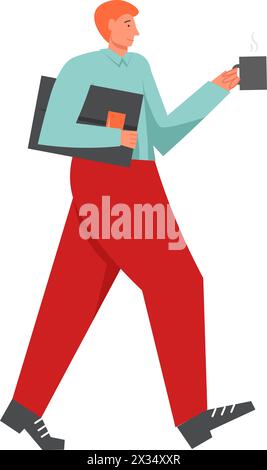 Homme d'affaires allant travailler, illustration de conception de style plat vectoriel Illustration de Vecteur