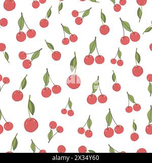 Motif de conception de tissu sans couture de cerises mignon Illustration de Vecteur