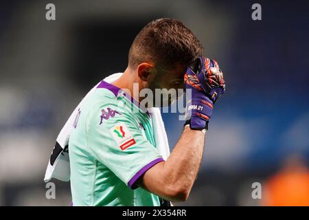 Bergame, Italie. 24 avril 2024. Fiorentina s Pietro Terracciano le match de football Coppa Italia entre Atalanta et Fiorentina au stade Gewiss, dans le nord de l'Italie - mercredi 24 avril 2024. Sport - Soccer . (Photo de Spada/LaPresse) crédit : LaPresse/Alamy Live News Banque D'Images