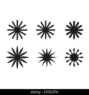 Icônes d'étoiles abstraites. Eléments d'éclatement radiaux. Symboles soleil piquant. Illustration vectorielle. SPE 10. Illustration de Vecteur